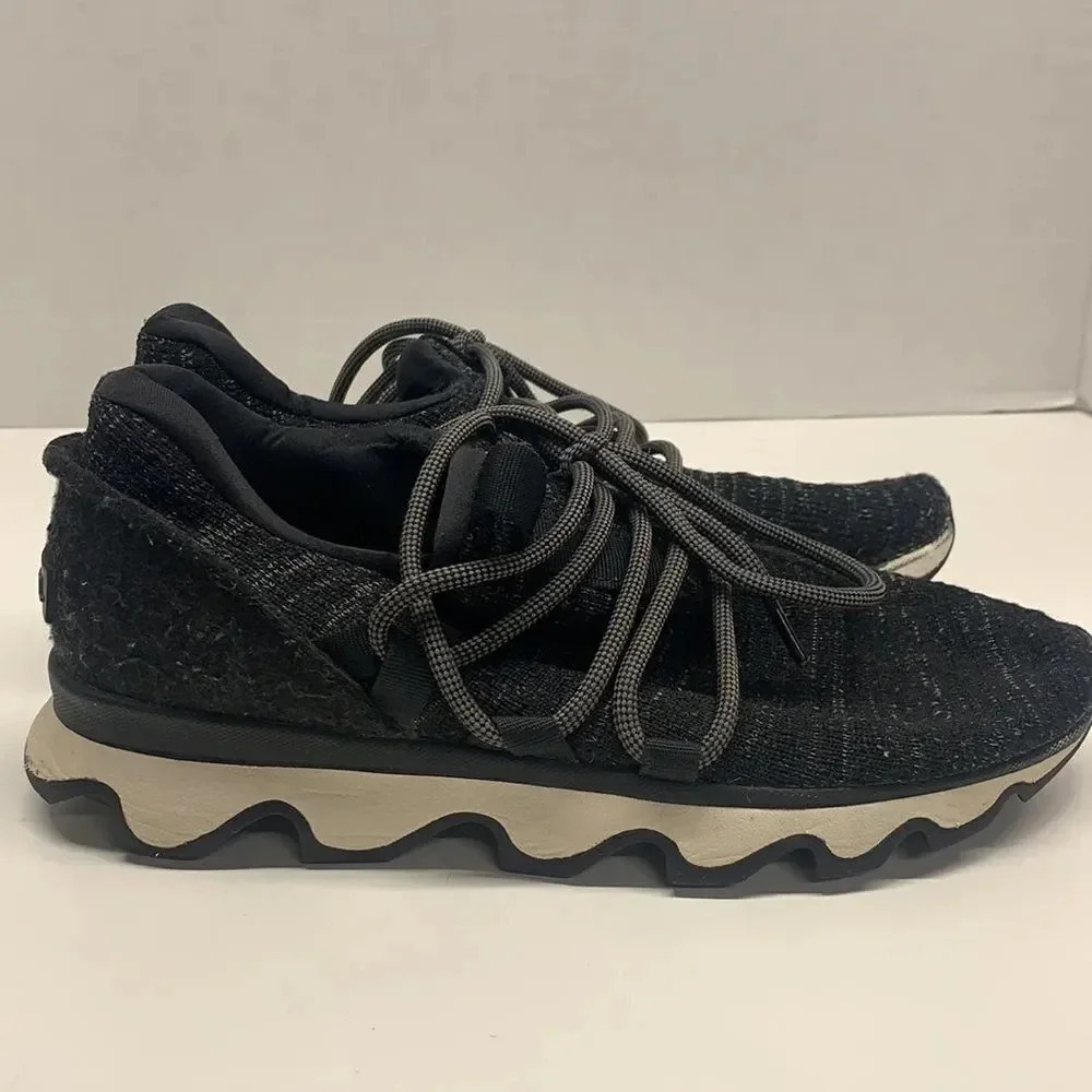 Sorel Kinetic Lace Up Low Top Knit Sneakers Running Shoe Black Women's 8 - Picture 4 of 10